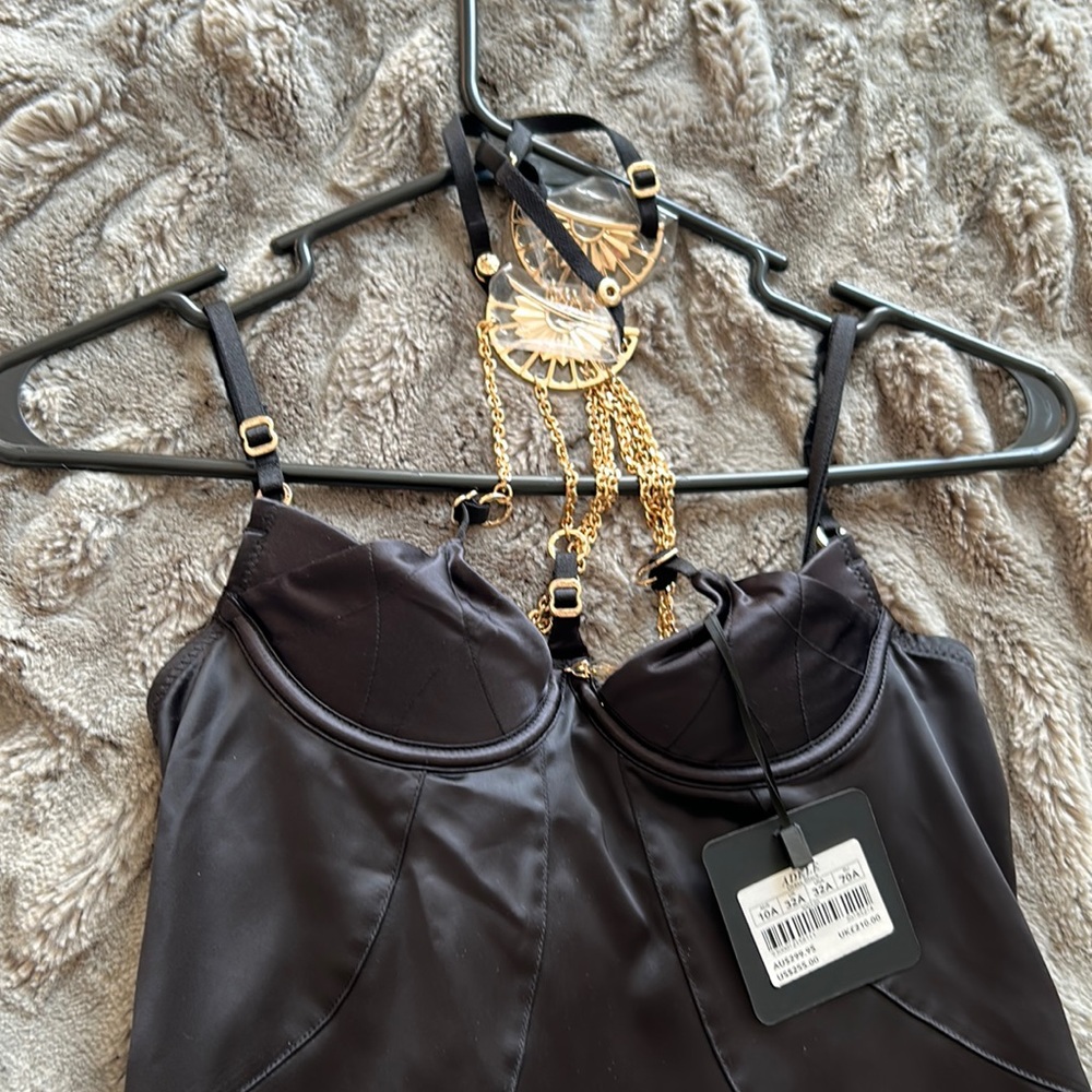 Honey Birdette black dress with gold hard wear